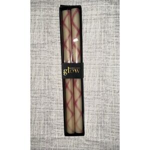 MacKenzie Childs Glow Pink Taper Candles Dinner Set of 2 New